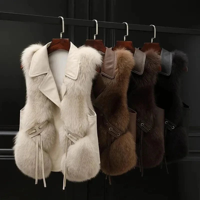 Mira Plush Fur Collar Vest