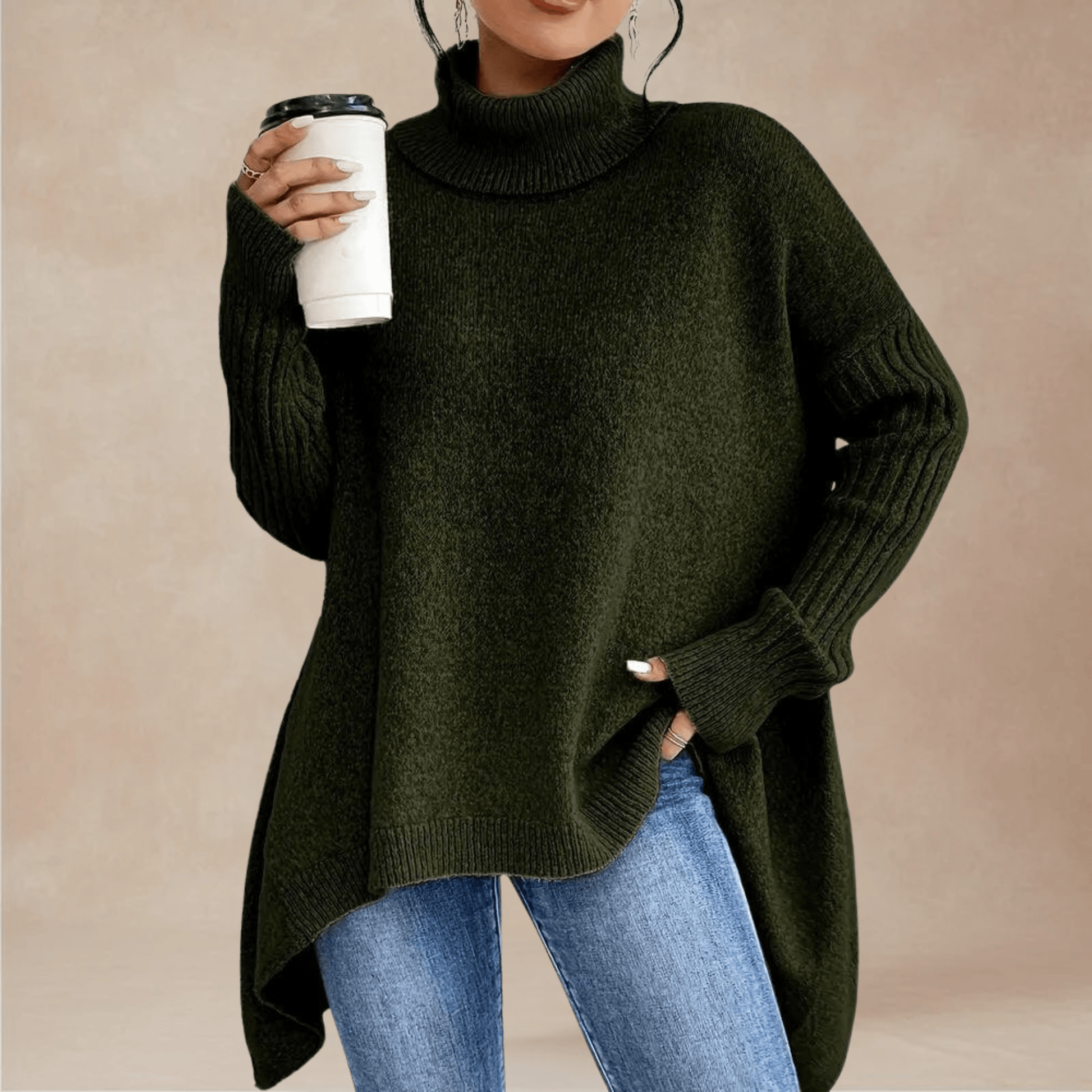 Marin Rib-Sleeve Tunic Sweater