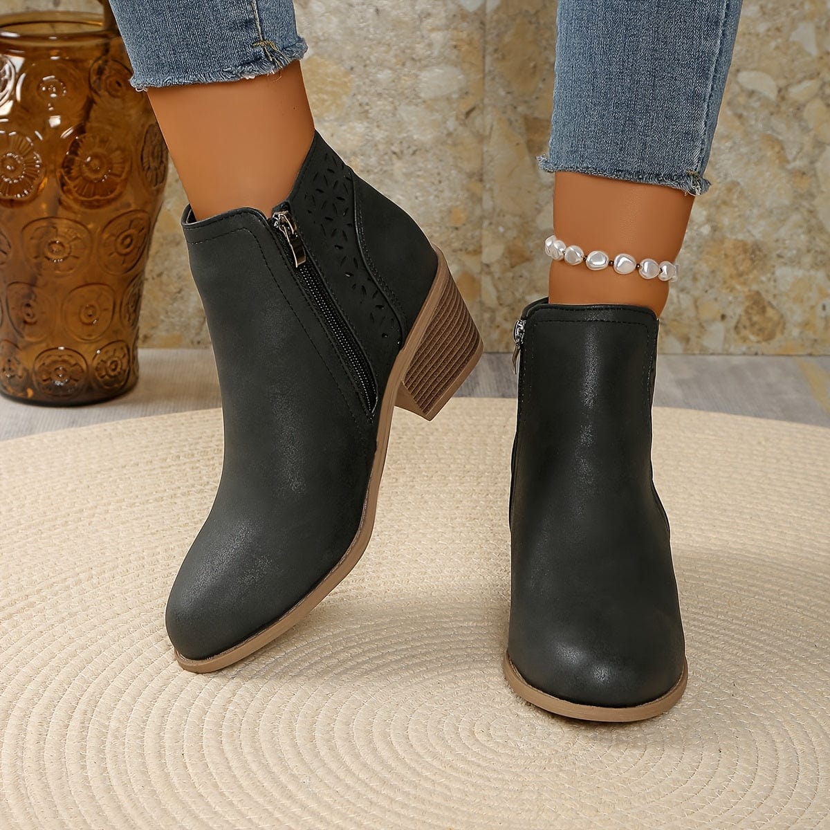 Iris Leather Zip Boots