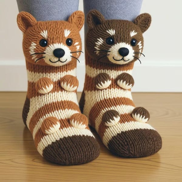 Furry Friends Knit Socks