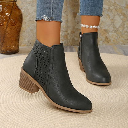Iris Leather Zip Boots
