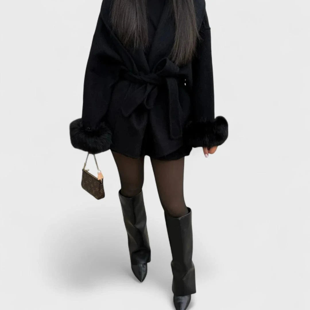 Mira Plush Cuff Wool Coat