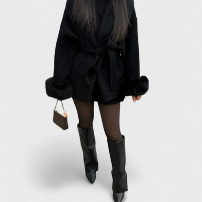 Mira Plush Cuff Wool Coat