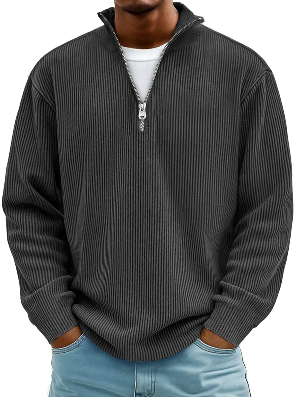 Tate Core-Rib Mock Sweater