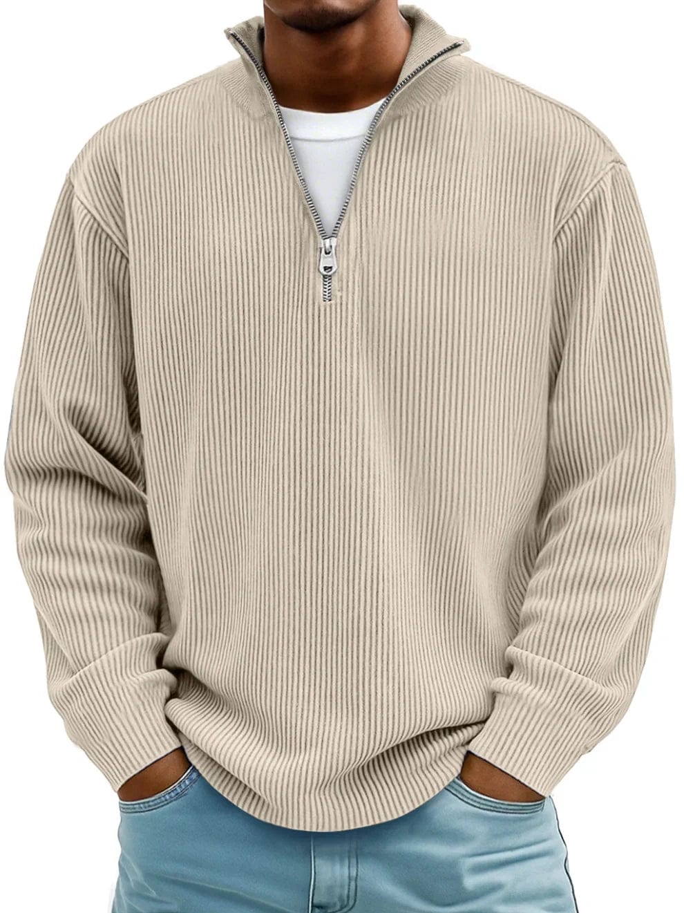 Tate Core-Rib Mock Sweater