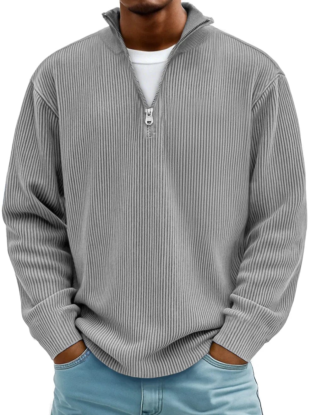 Tate Core-Rib Mock Sweater