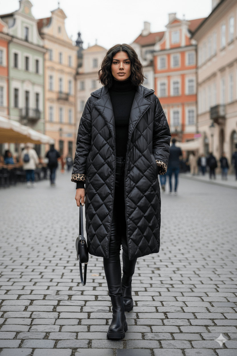 Lena Quilted Leopard Coat