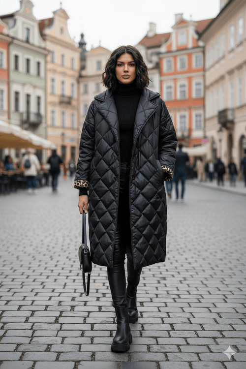 Lena Quilted Leopard Coat