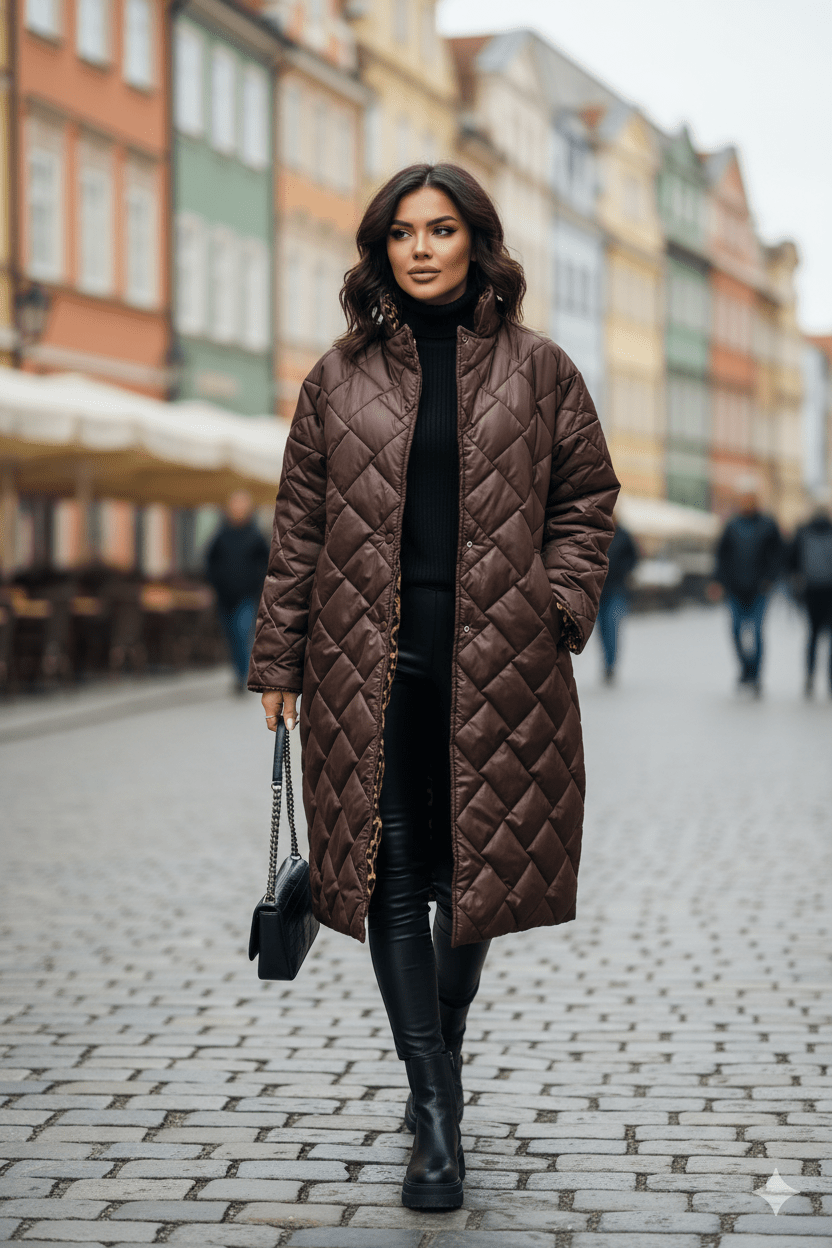 Lena Quilted Leopard Coat