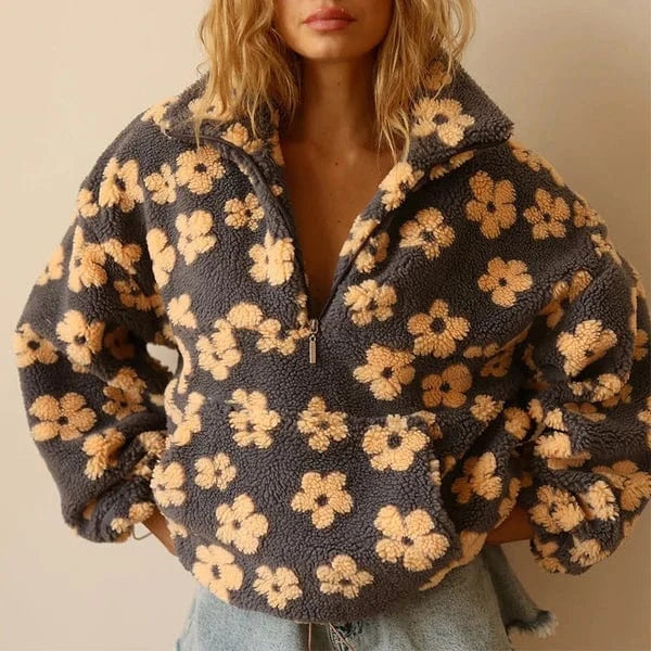 Marlen Flower Print Zip Jacket