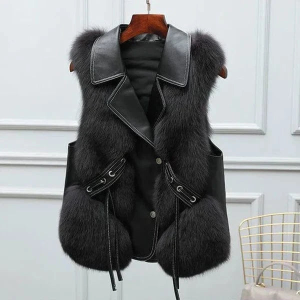 Mira Plush Fur Collar Vest