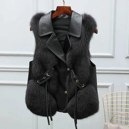 Mira Plush Fur Collar Vest