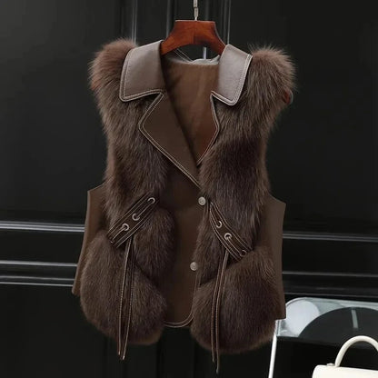 Mira Plush Fur Collar Vest