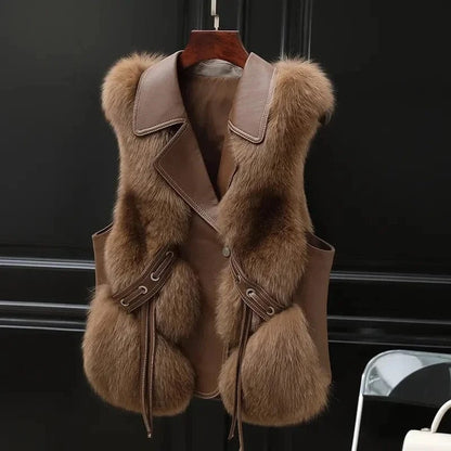 Mira Plush Fur Collar Vest
