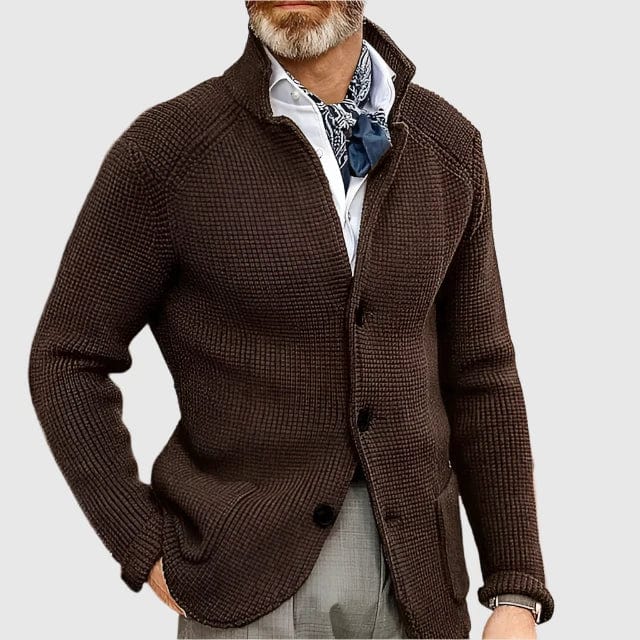 Rowan Grid-Texture Button Cardigan