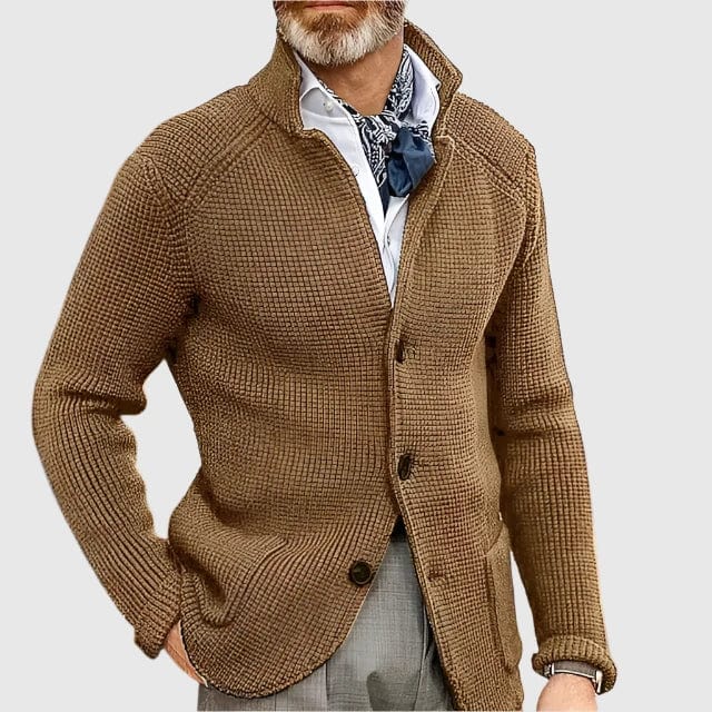 Rowan Grid-Texture Button Cardigan