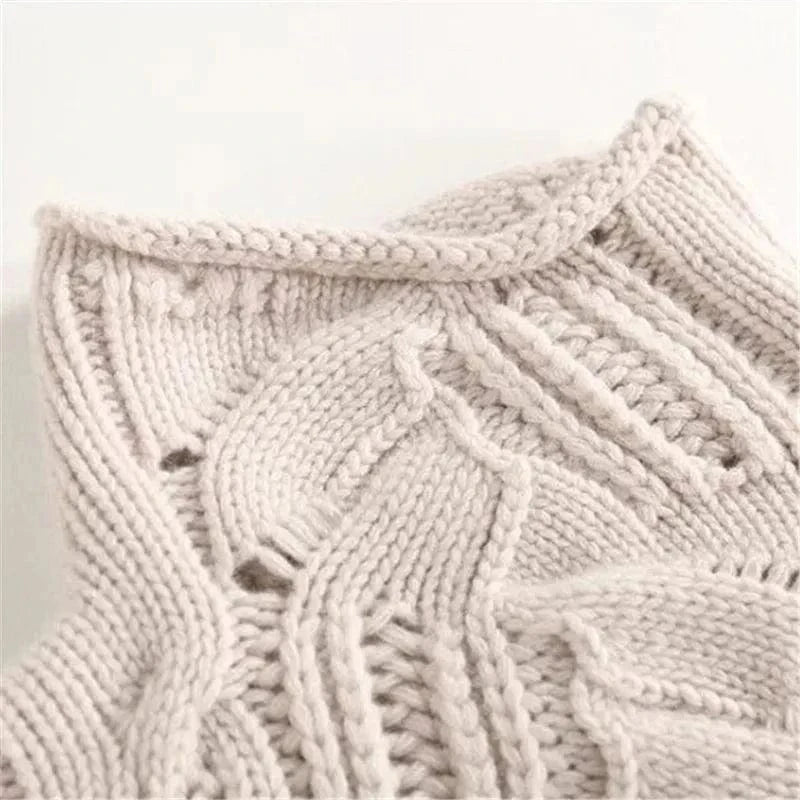 Celine Leaf-Stitch Knit Sweater