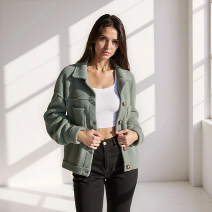 Eliana Fuzzy Buttoned Jacket