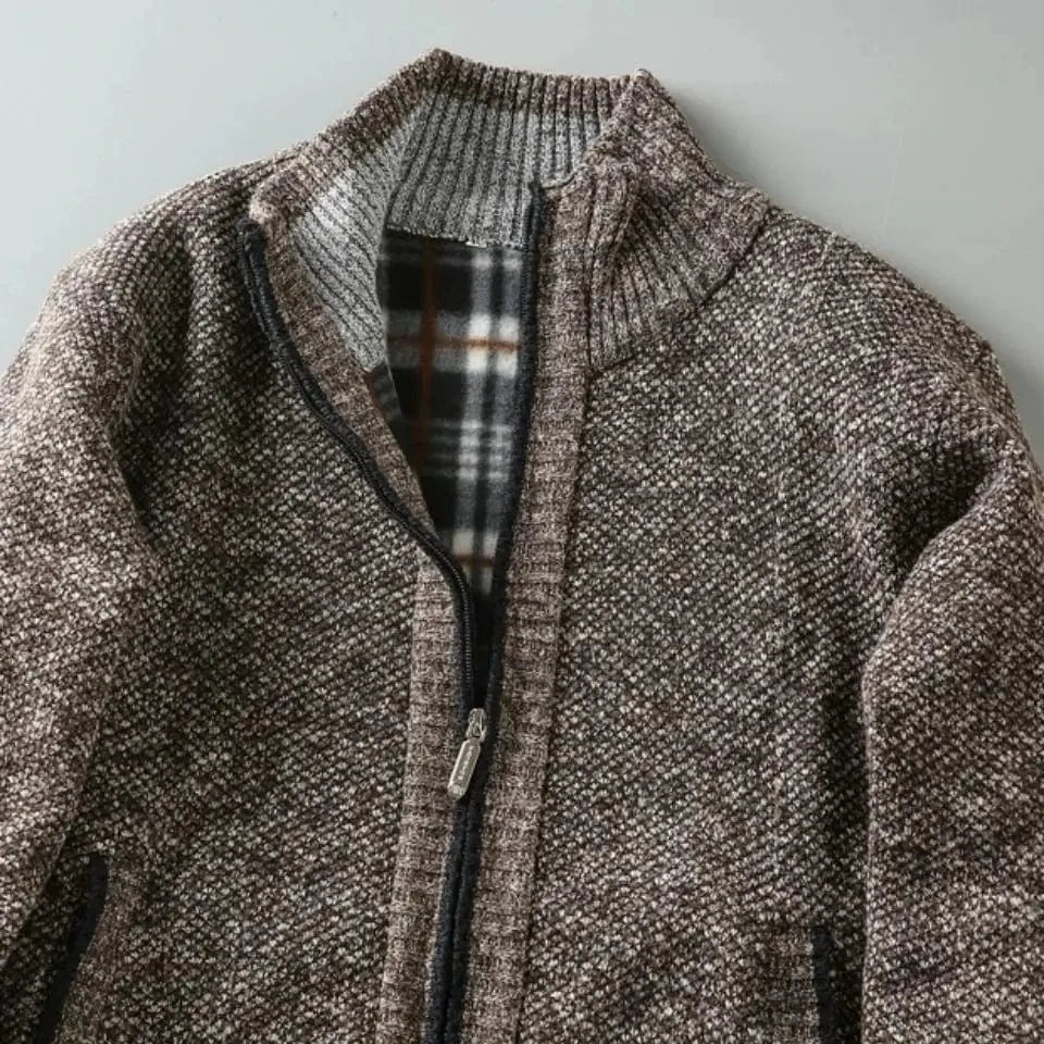 Jude Plaid-Faced Knit Jacket