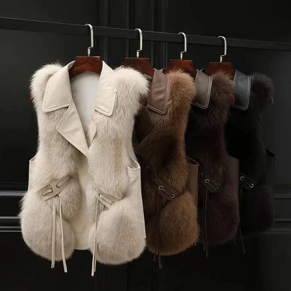 Mira Plush Fur Collar Vest