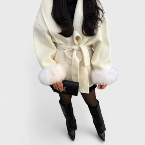 Mira Plush Cuff Wool Coat