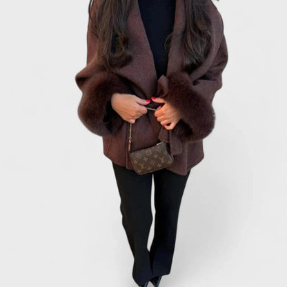 Mira Plush Cuff Wool Coat