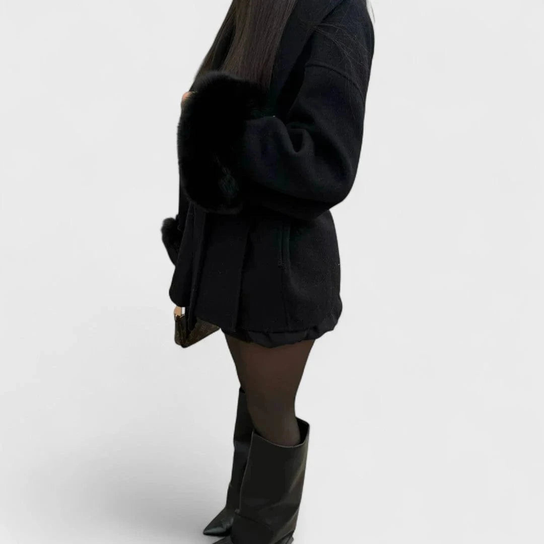 Mira Plush Cuff Wool Coat