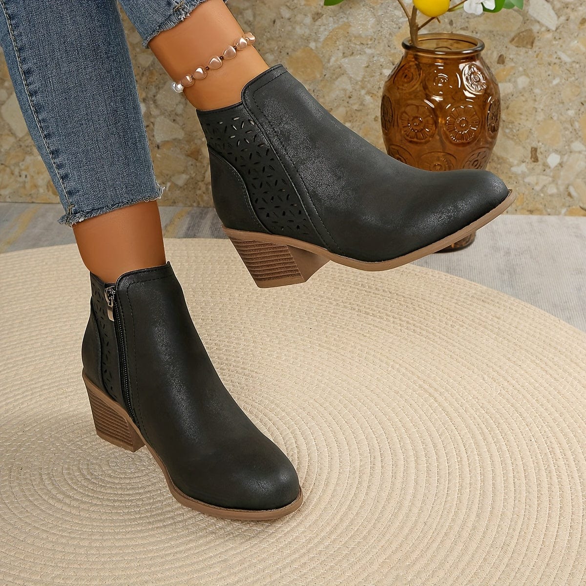 Iris Leather Zip Boots