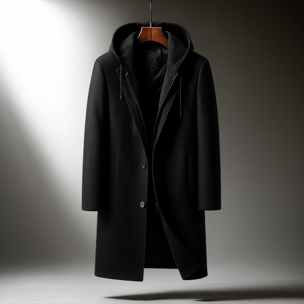Grayson Hooded Wool Overcoat