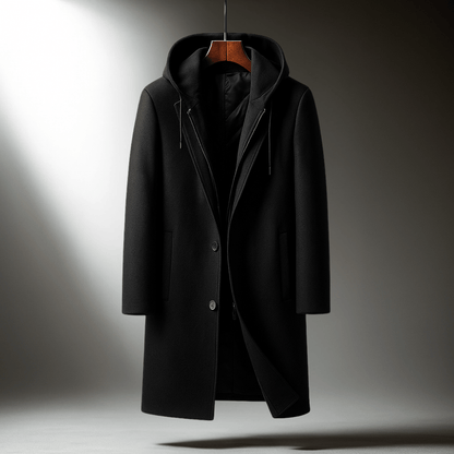 Grayson Hooded Wool Overcoat