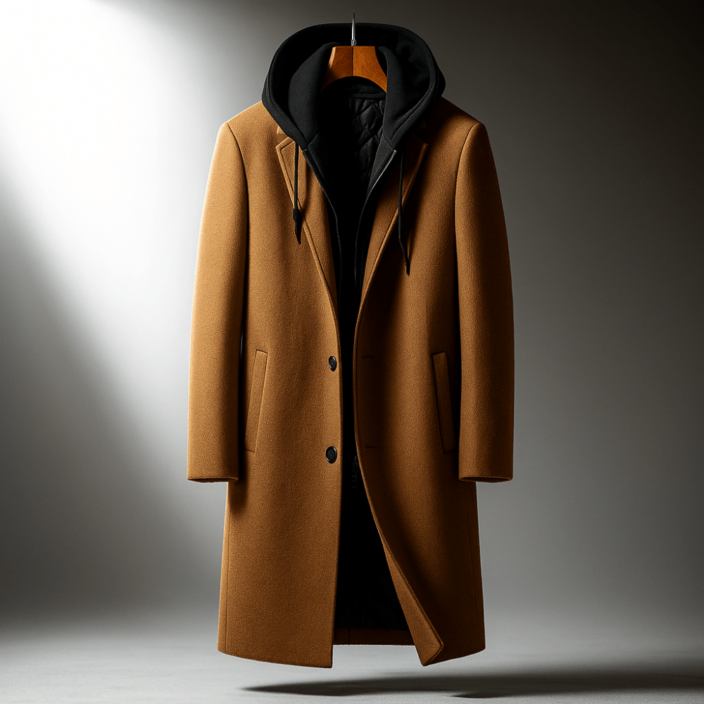 Grayson Hooded Wool Overcoat