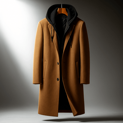 Grayson Hooded Wool Overcoat