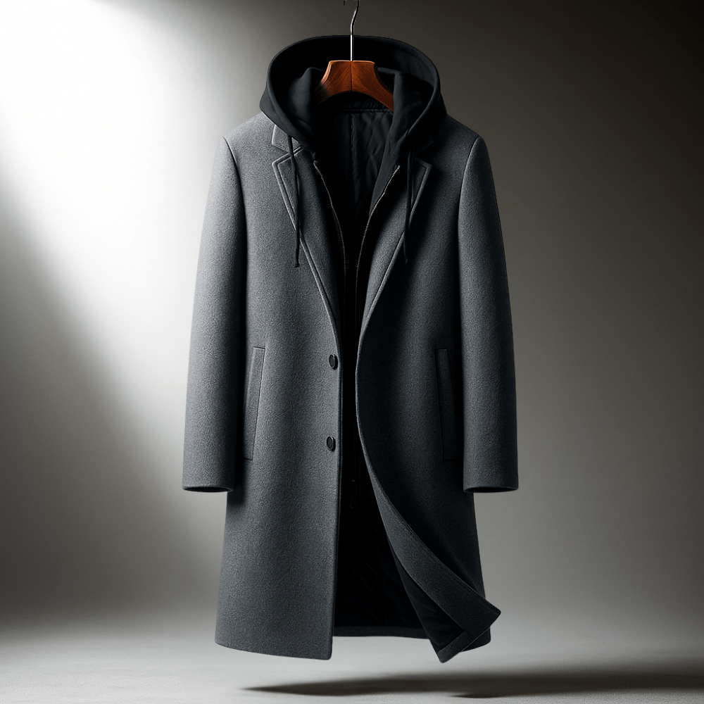 Grayson Hooded Wool Overcoat