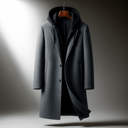 Grayson Hooded Wool Overcoat