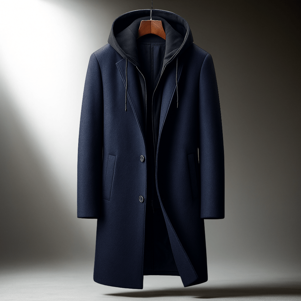 Grayson Hooded Wool Overcoat