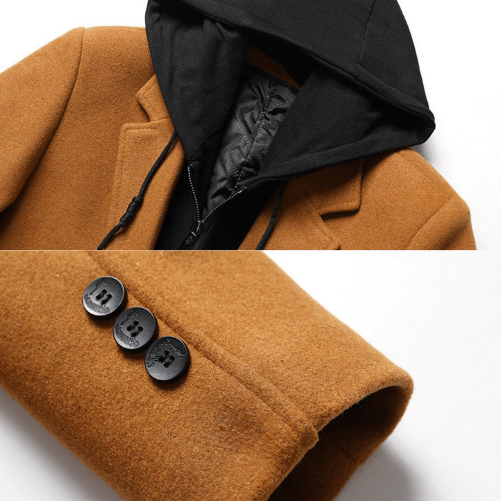 Grayson Hooded Wool Overcoat