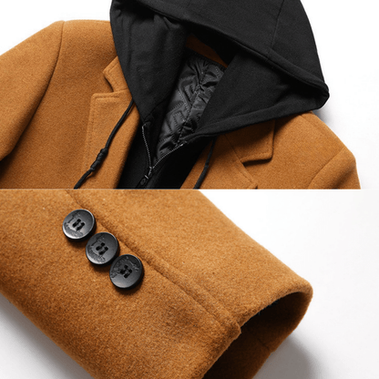 Grayson Hooded Wool Overcoat