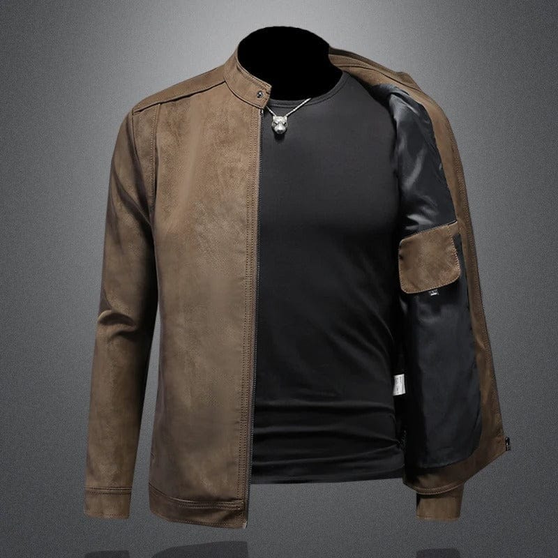 Robert Suede-Trim Leather Jacket