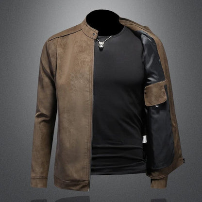 Robert Suede-Trim Leather Jacket