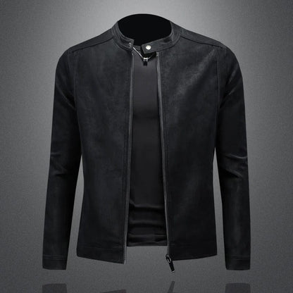 Robert Suede-Trim Leather Jacket